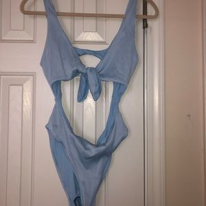 Blue cutout one piece swimsuit